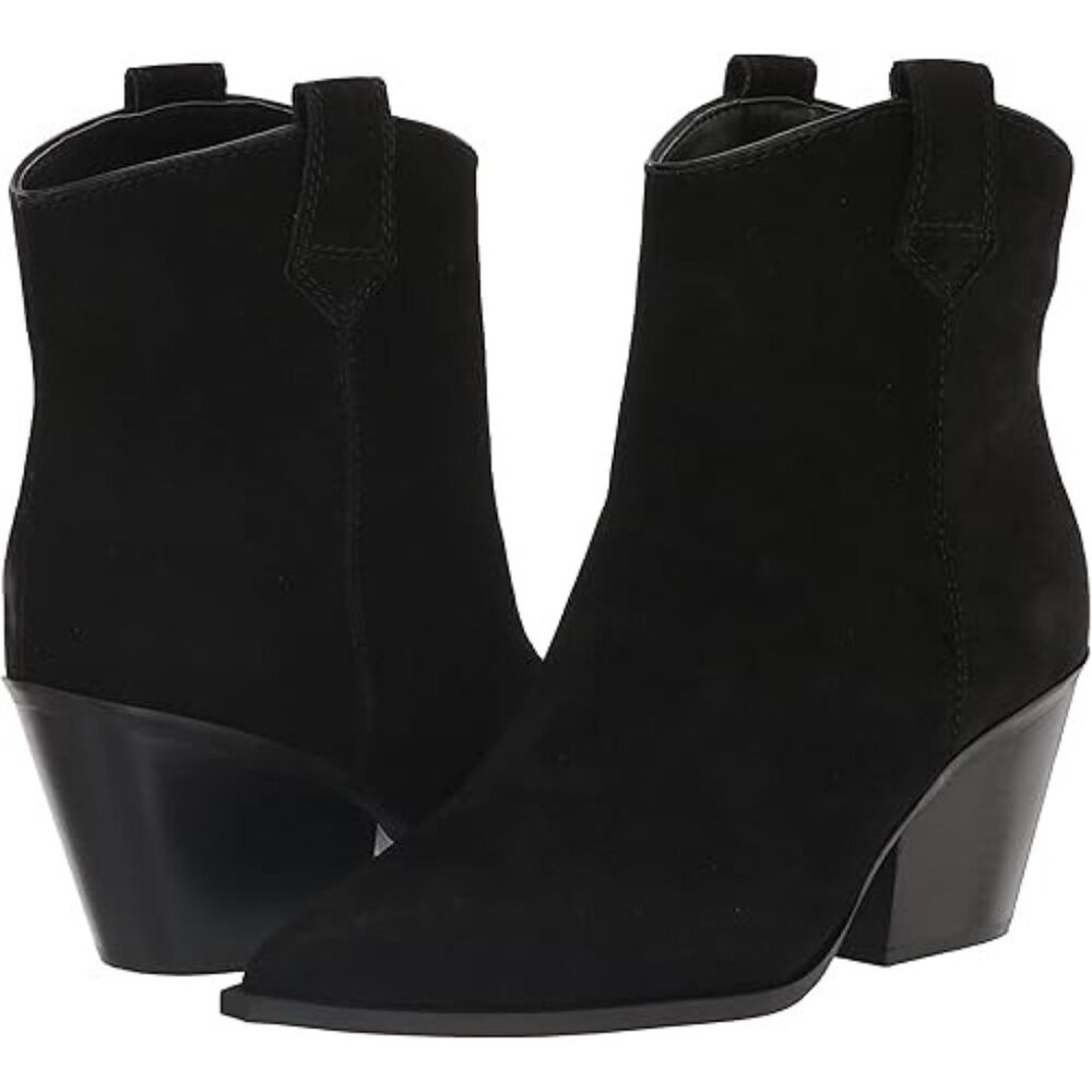 Kenneth Cole Women's Kara Leather Ankle Loafer Block Heel Pointed Toe Black 6.5